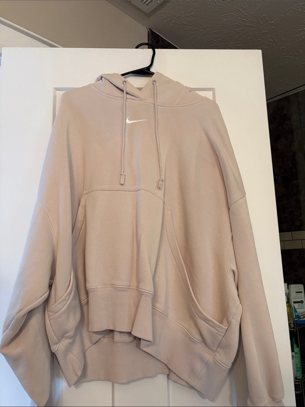 Nike Beige Oversized Swoosh Hoodie